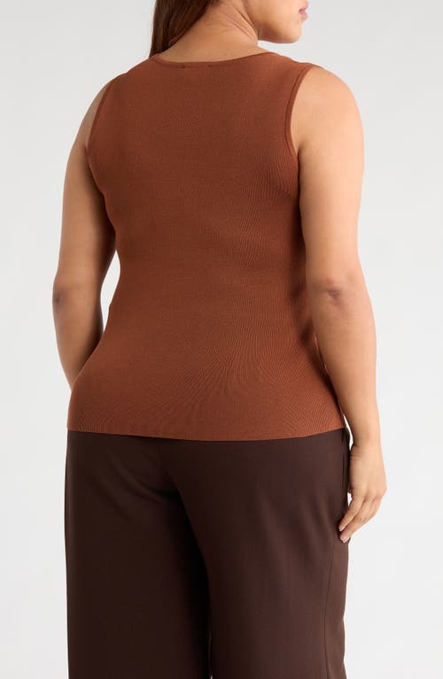 Tahari Asl Scoop Neck Sweater Tank In Brown