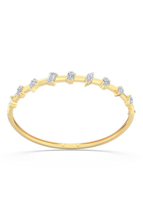 Spaced Multi-Shape Lab Diamond Bangle in 14K Gold