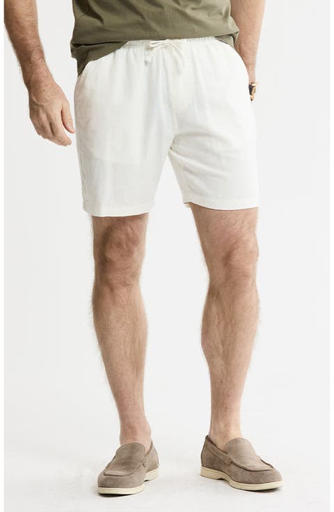 Linen Blend Drawstring Shorts