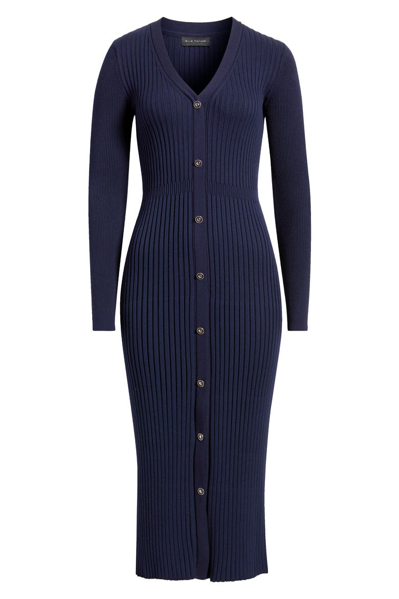 The Monroe Long Sleeve Rib Midi Sweater Dress, Alternate, color, NAVY