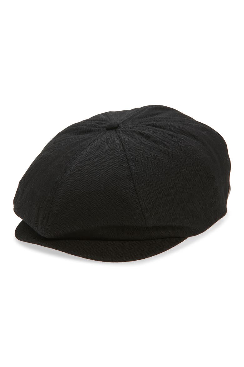 Beekman Herringbone Driving Cap, Main, color, BLACK