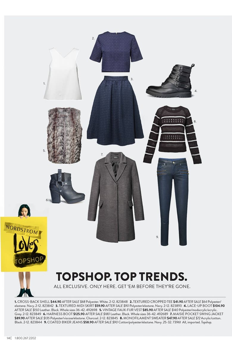 Topshop 'Apply' Lace-Up Biker Boot, Alternate, color,