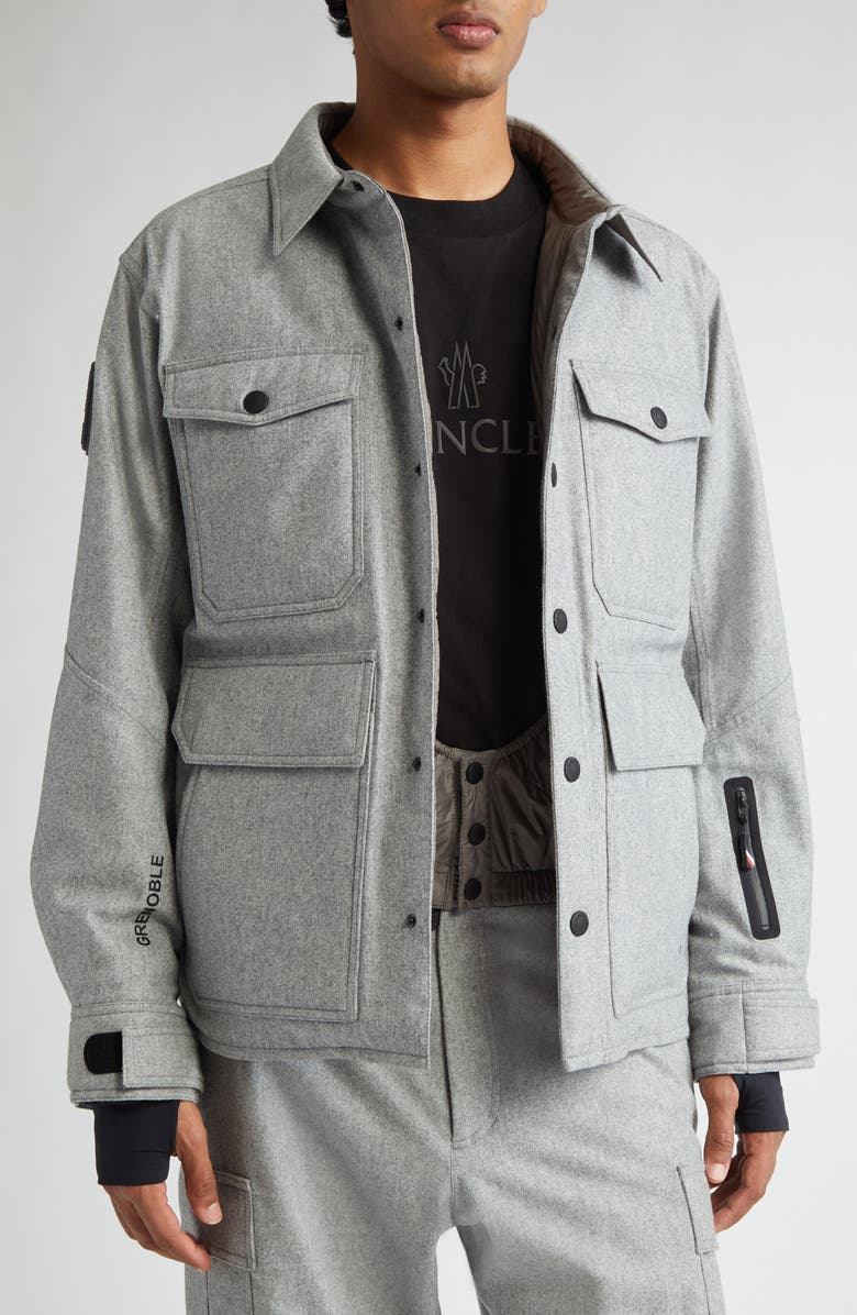 Moncler Grenoble Antuco Waterproof Layered Down Shirt Jacket, Alternate, color, 