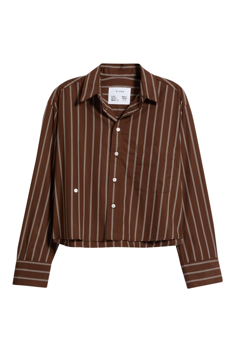 Striped Cropped Supima Cotton Shirt, Alternate, color, BANBURY STRIPE