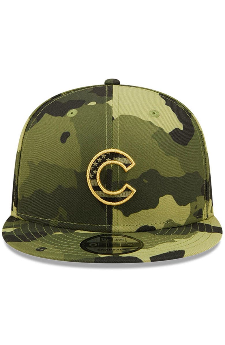 New Era Men's New Era Camo Chicago Cubs 2022 Armed Forces Day 9FIFTY Snapback Adjustable Hat, Alternate, color, 