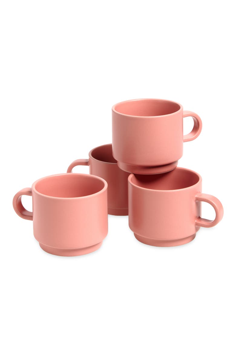 Set of 4 Neu Stoneware Mugs, Main, color, MATT DUSTY PINK