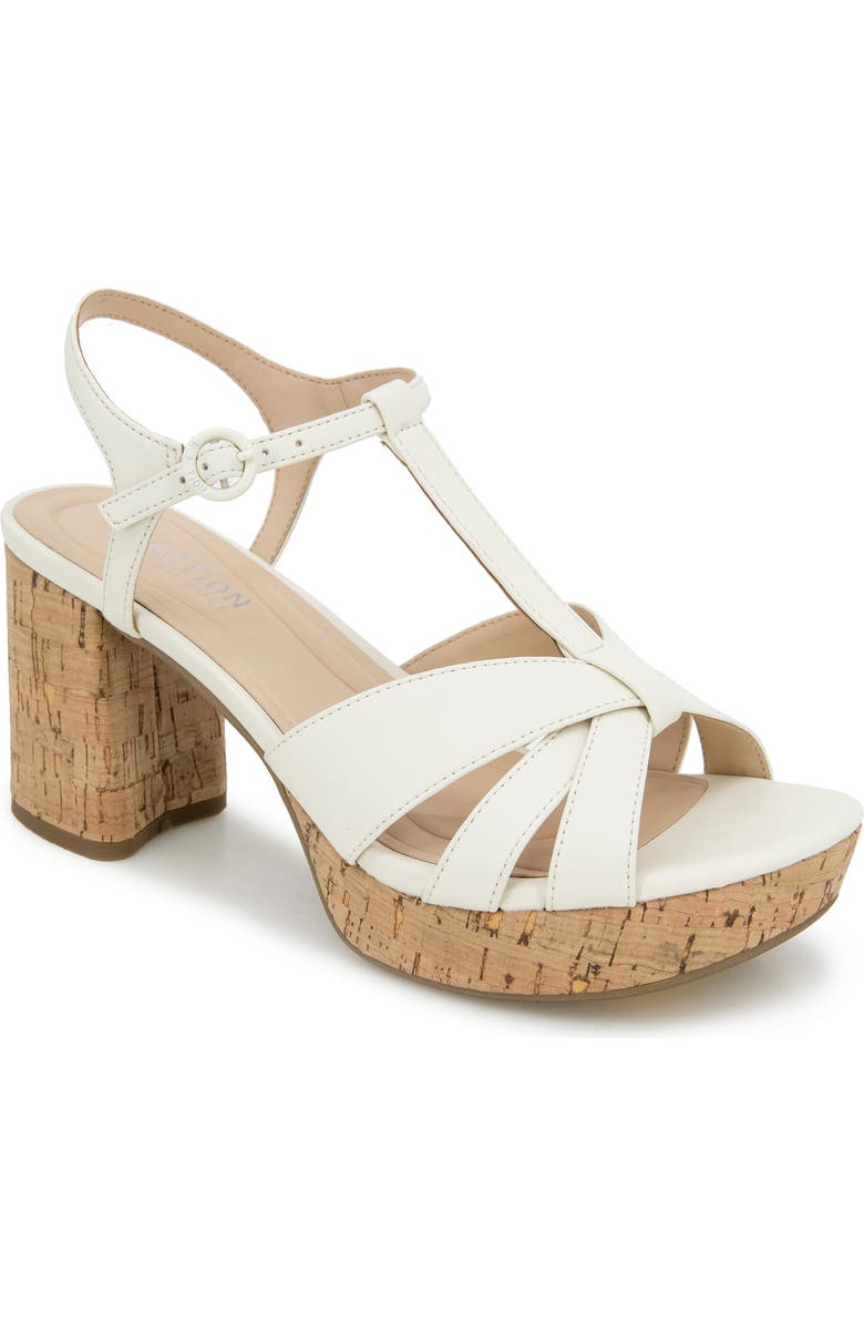 Reaction Kenneth Cole Reina T-Strap Platform Sandal, Main, color, Ecru