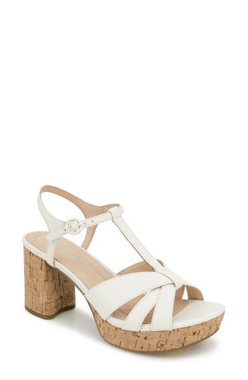 Reaction Kenneth Cole Reina T-strap Platform Sandal In Ecru