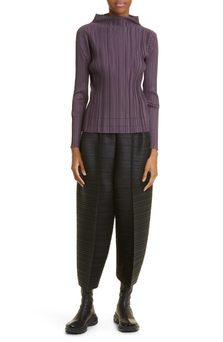 Pleats Please Issey Miyake Thicker Bounce Pleated Wide Leg Crop Pants, Alternate, color, 