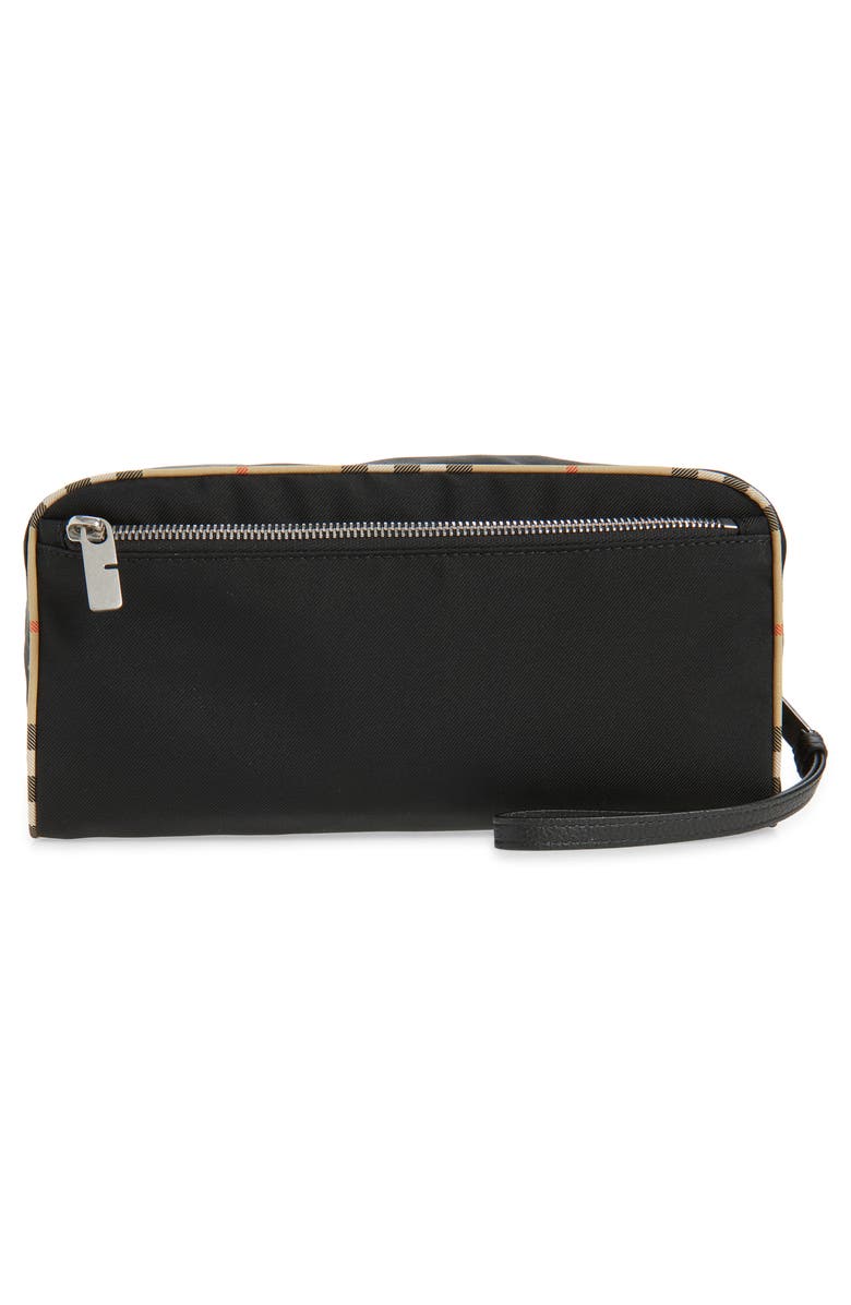 Burberry Piped Twill Travel Pouch, Alternate, color, Black