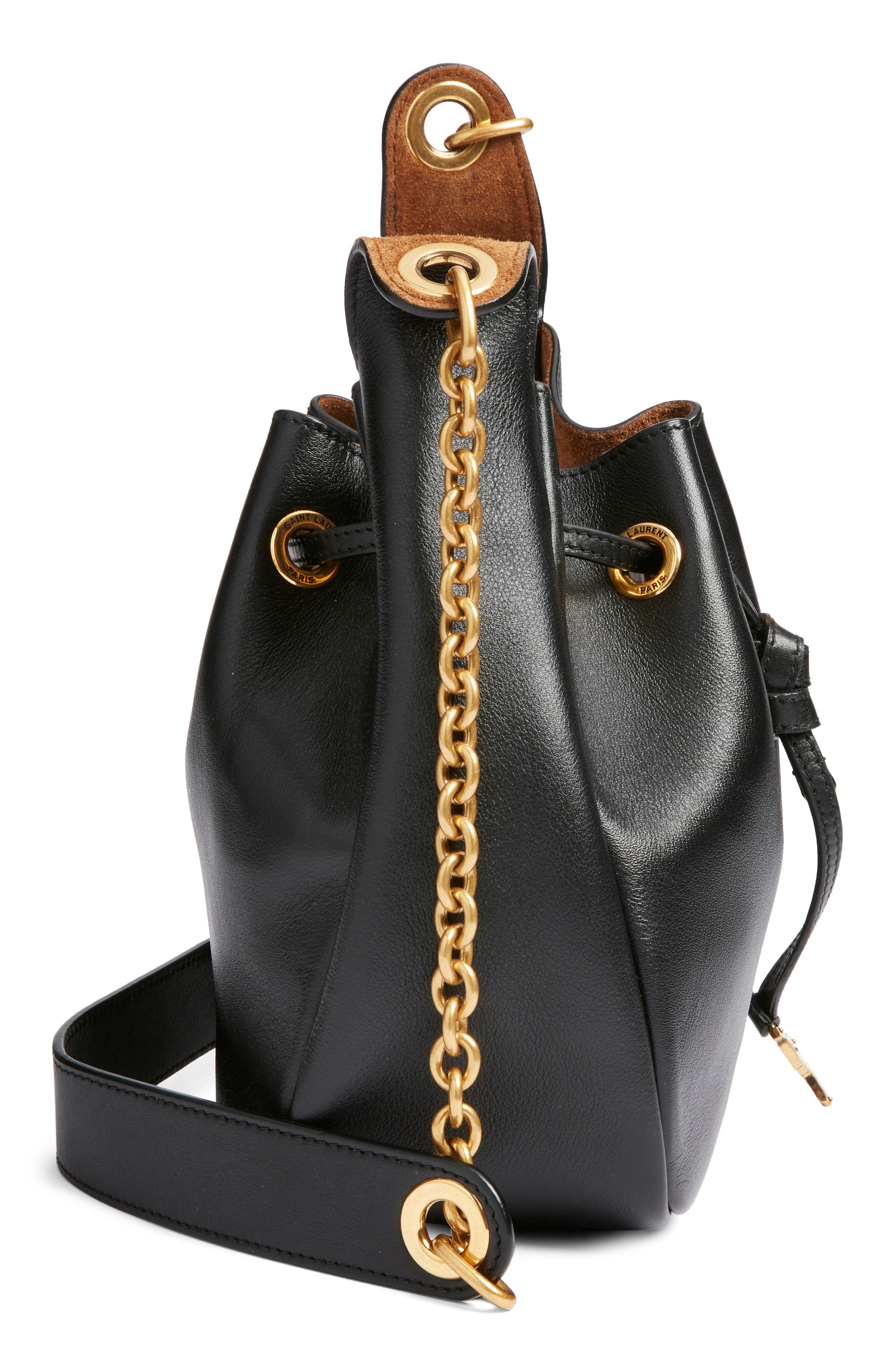 Saint Laurent PARIS VII BUCKET, Alternate, color, Noir/ Caramel Cognac