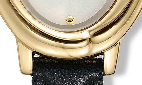 Ettika Sculpted Oval Leather Strap Watch In Black