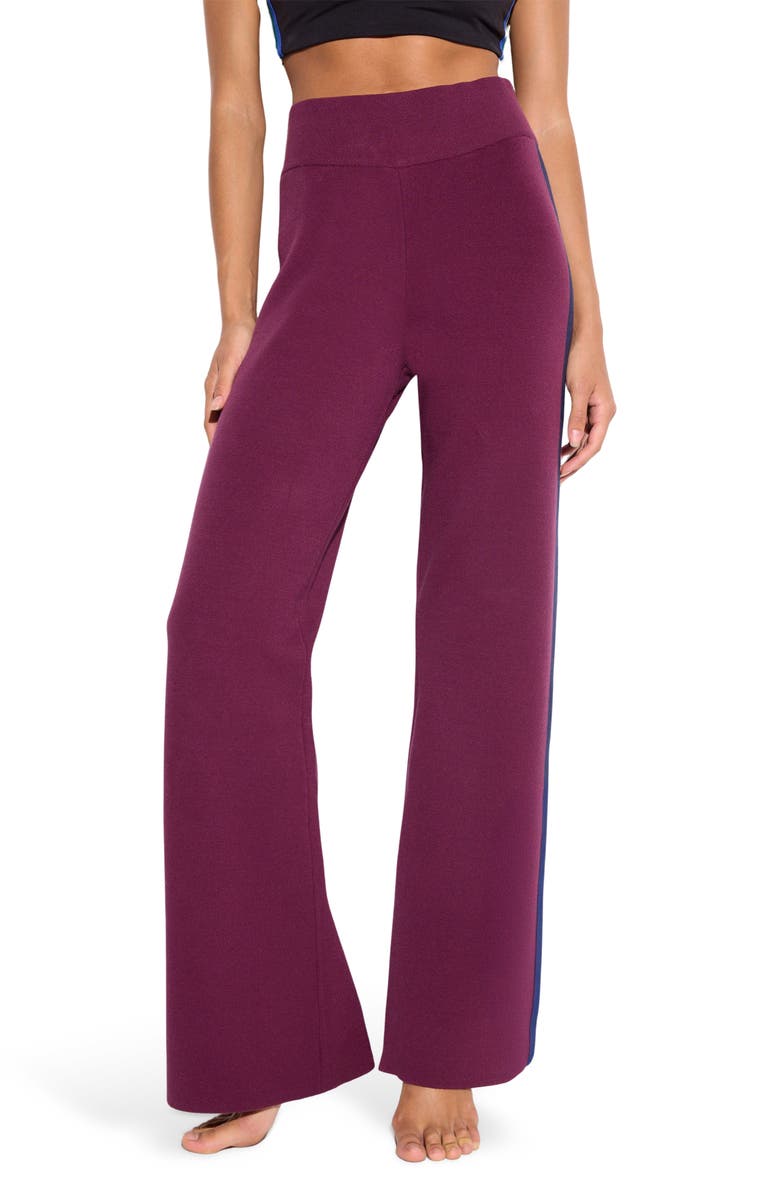 Spiritual Gangster Blake Jacquard Knit Wide Leg Pants, Main, color, Dark Dahlia