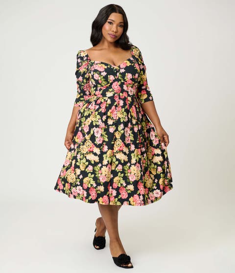 Plus Size Woven Sweetheart Neckline Lamar Swing Dress