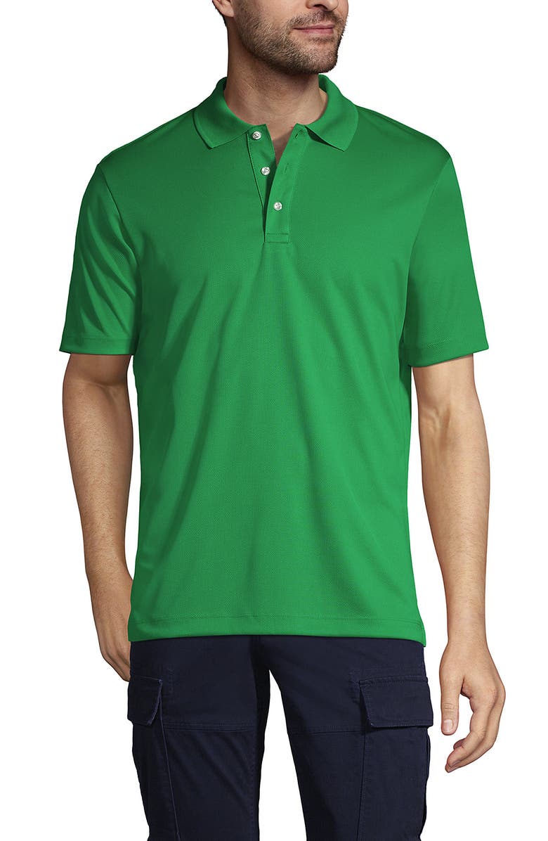 Lands' End Short Sleeve Solid Active Polo Shirt, Main, color, Vibrant Clover
