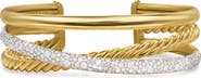 David Yurman Pavé Diamond 3-Row Crossover Cuff Bracelet