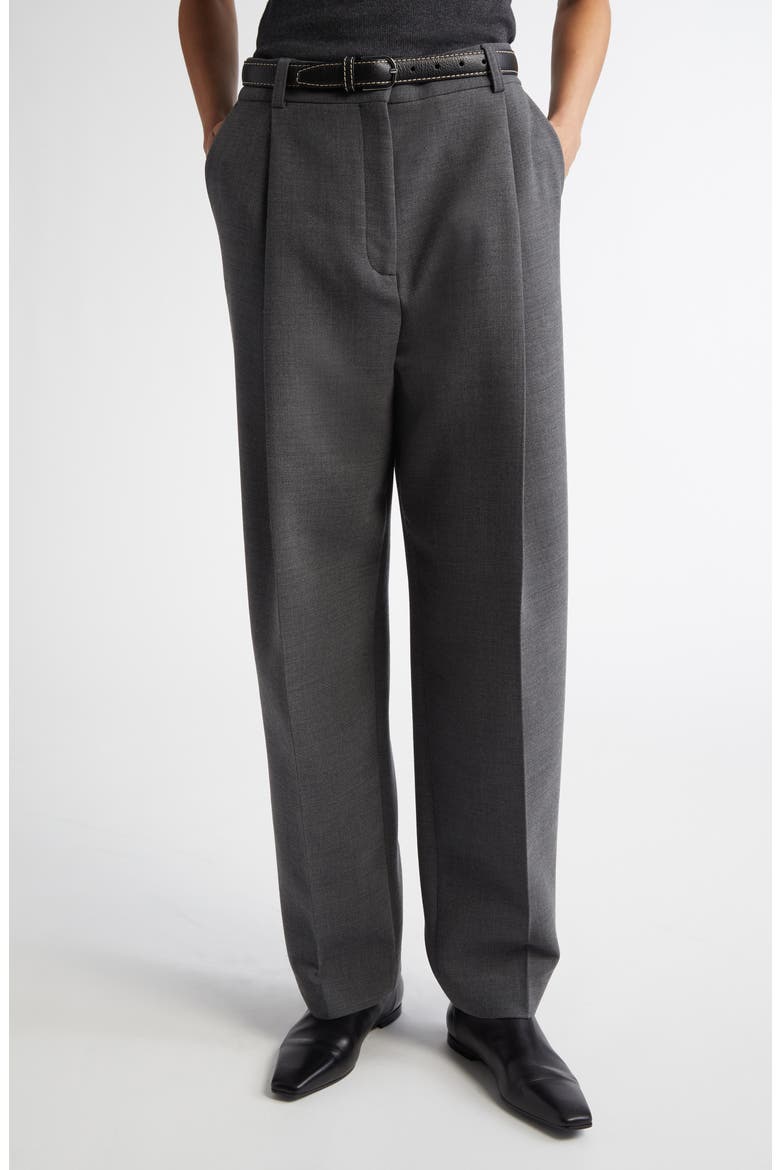 Pleated Straight Leg Pants, Main, color, GREY MELANGE