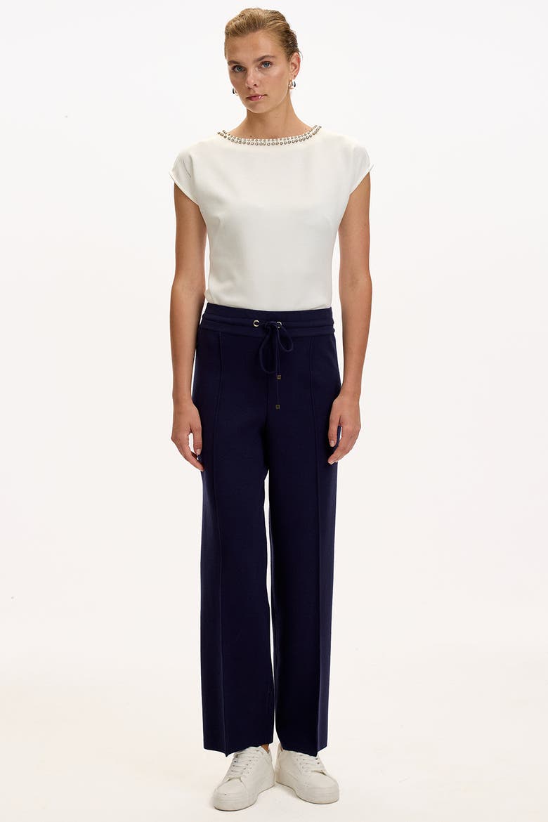 Drawstring Knitted Trousers, Alternate, color, NAVY BLUE