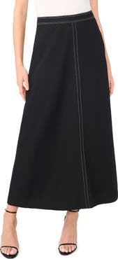 Vince Camuto Topstitch Flare Maxi Skirt