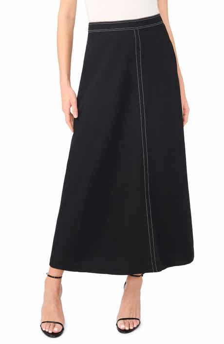 Topstitch Flare Maxi Skirt