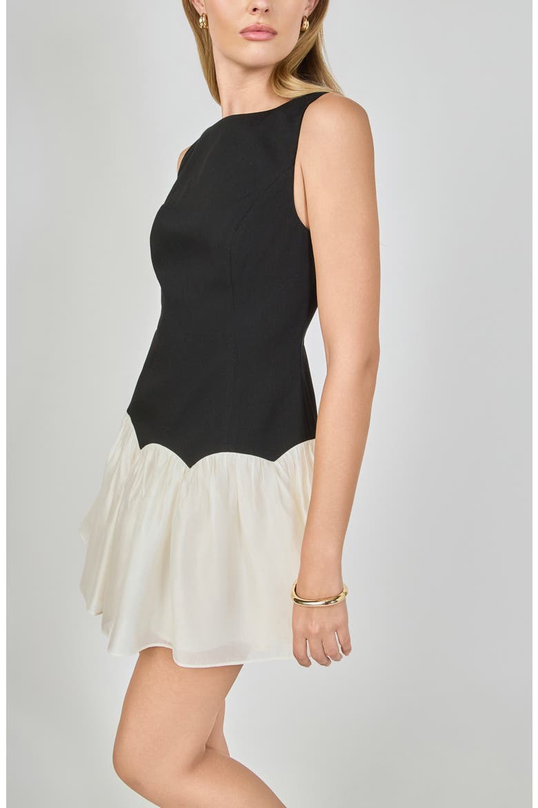 Boat Neck Minidress, Alternate, color, BLACK/CREAM