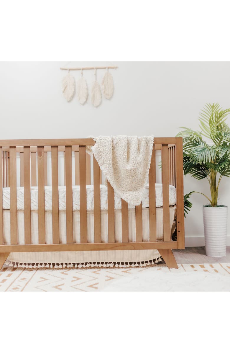 CRANE BABY Oatmeal Boho Cotton Jacquard Baby Blanket, Alternate, color, Cream