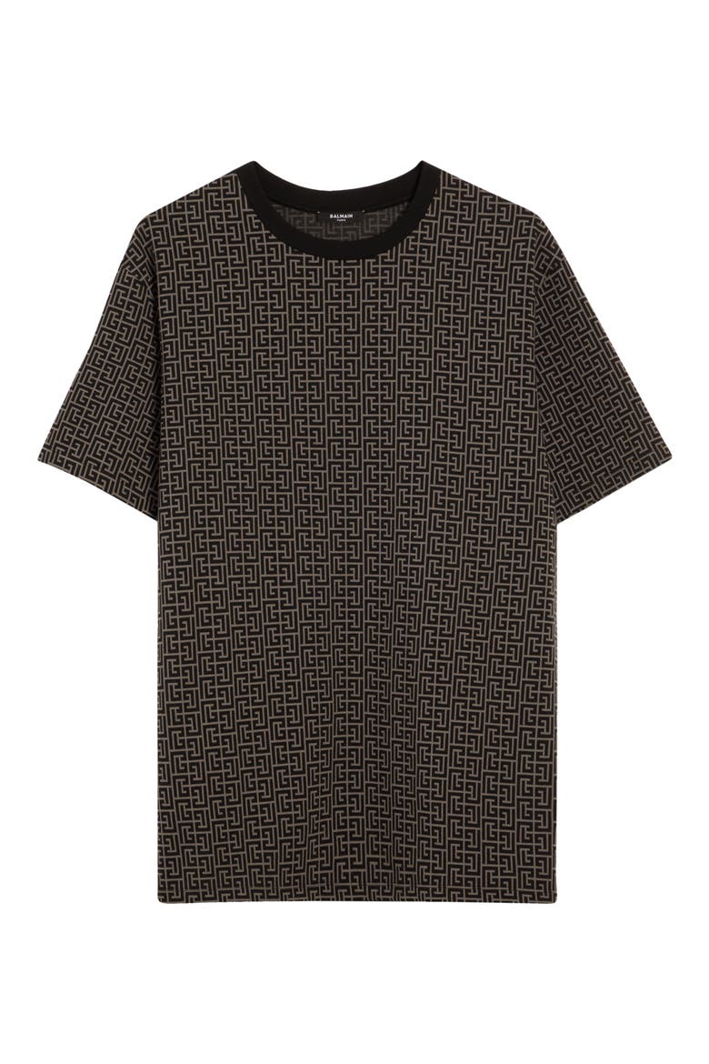 Monogram Crewneck Stretch Cotton T-Shirt, Alternate, color, GREY/ BLACK