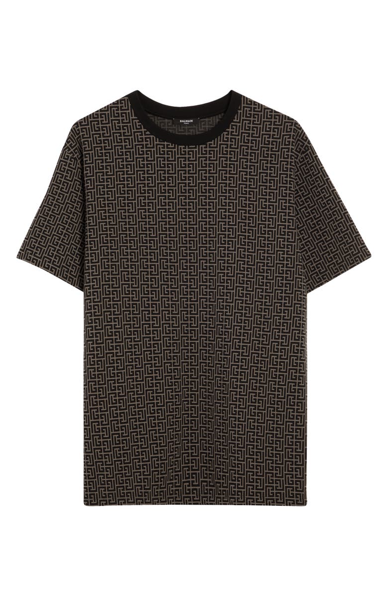 Balmain Monogram Crewneck Stretch Cotton T-Shirt, Alternate, color,