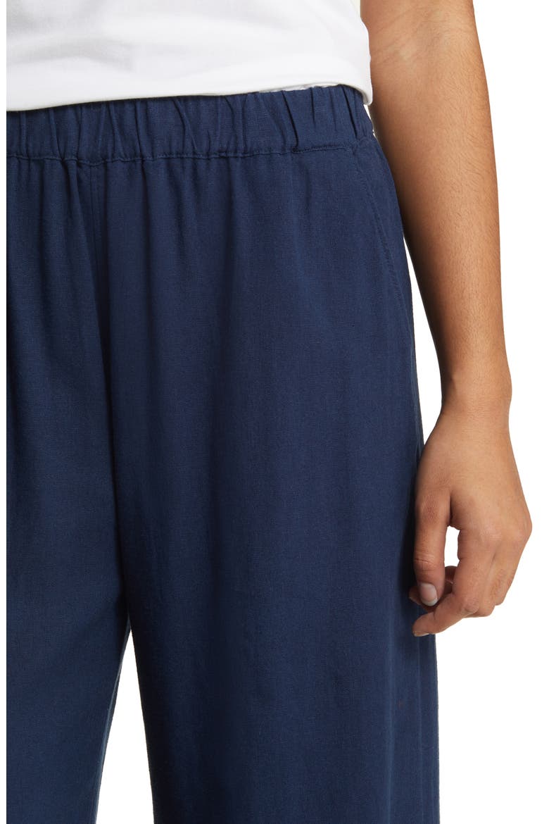 Wide Leg Pull-On Linen Blend Pants, Alternate, color, NAVY PEACOAT