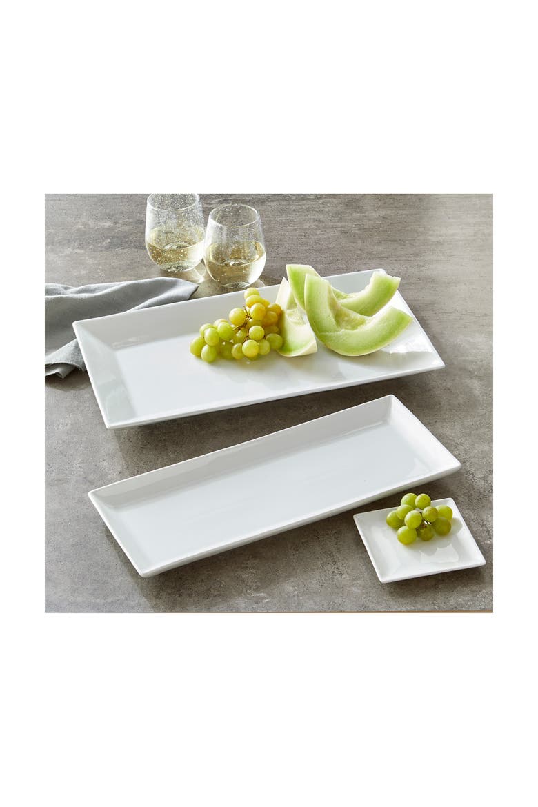Whiteware Rectangular Porcelain Serving Tray Platter, Alternate, color, White