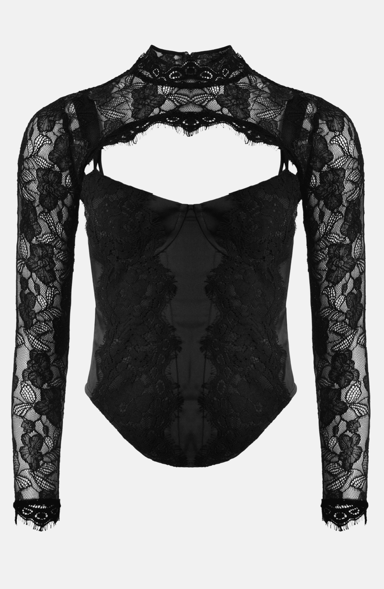 OW Collection Brisa Corset Top, Alternate, color, Black