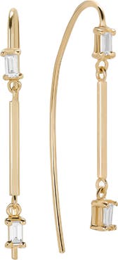 LANA 14K Gold Double Baguette Diamond Threader Earrings