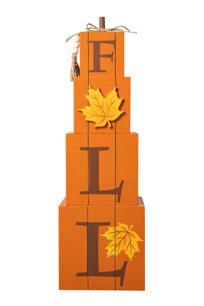 Halloween and Fall Wood Reversible Boxed Porch Decor, Main, color, Orange