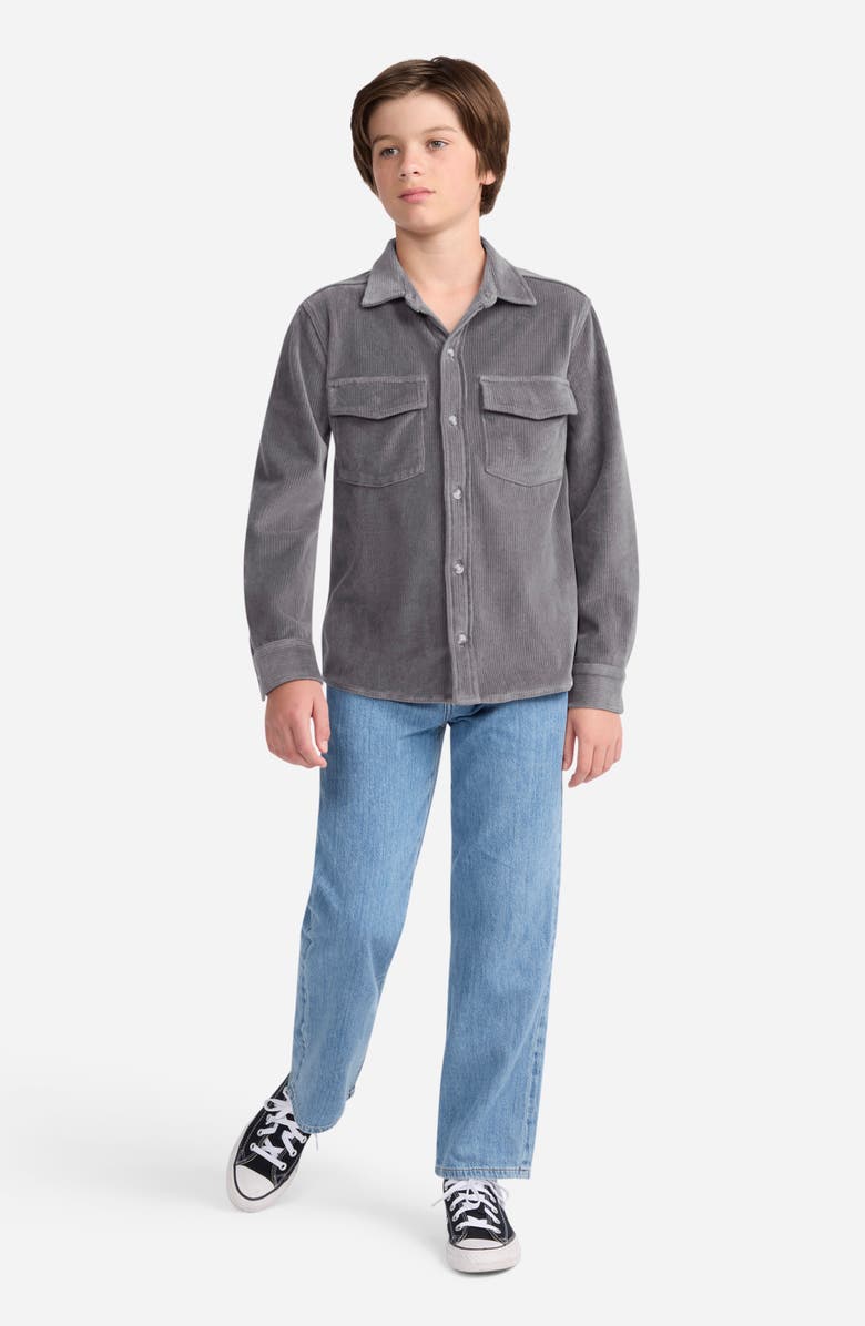 abercrombie kids Kids' Corduroy Button-Up Shirt, Alternate, color, Castlerock