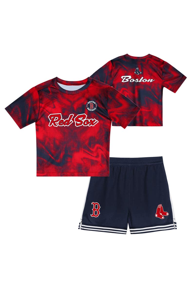 Outerstuff Toddler Red/Navy Boston Red Sox Pinch Hitter Infielder T-Shirt and Shorts Set, Main, color, 