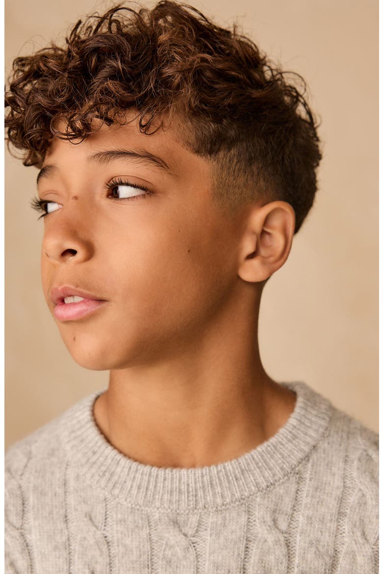 Kids' Cable Crewneck Sweater, Alternate, color, GREY