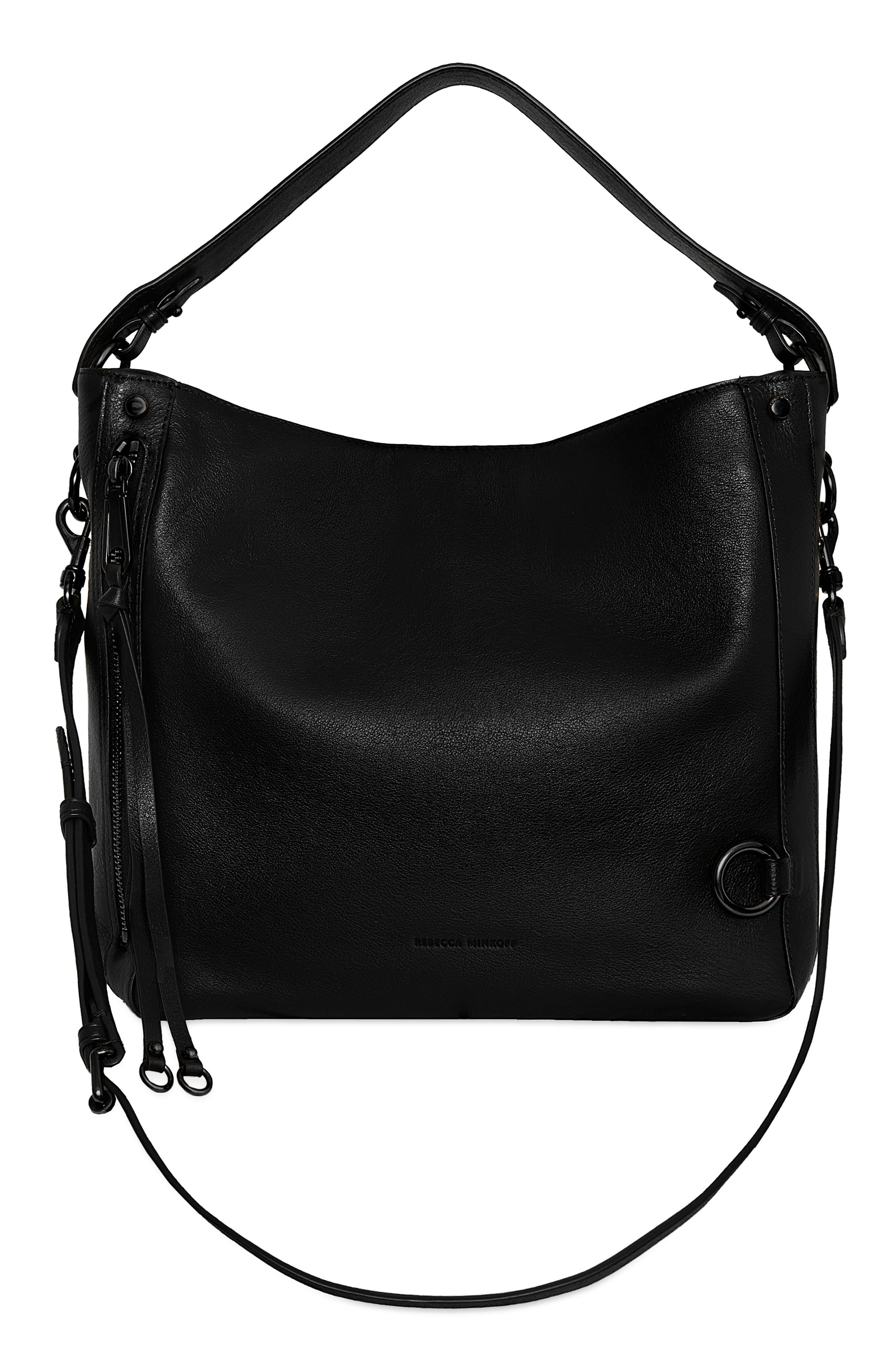 Rebecca Minkoff Mab Leather Hobo Bag, Alternate, color, Black