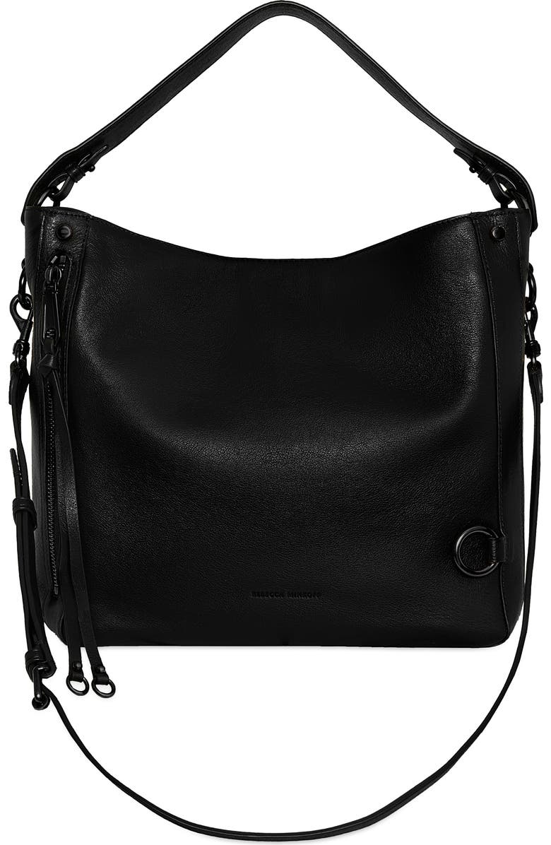 Rebecca Minkoff Mab Leather Hobo Bag, Alternate, color, Black
