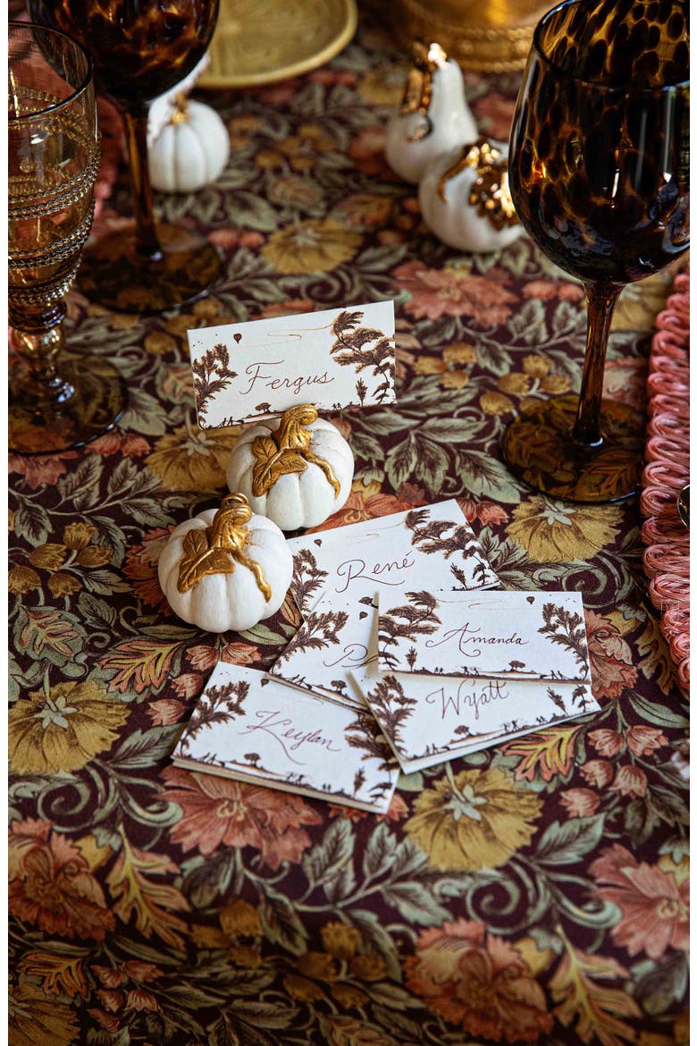 Forest Walk Pumpkin Set of 4 Place Card Holders, Alternate, color, GOLD