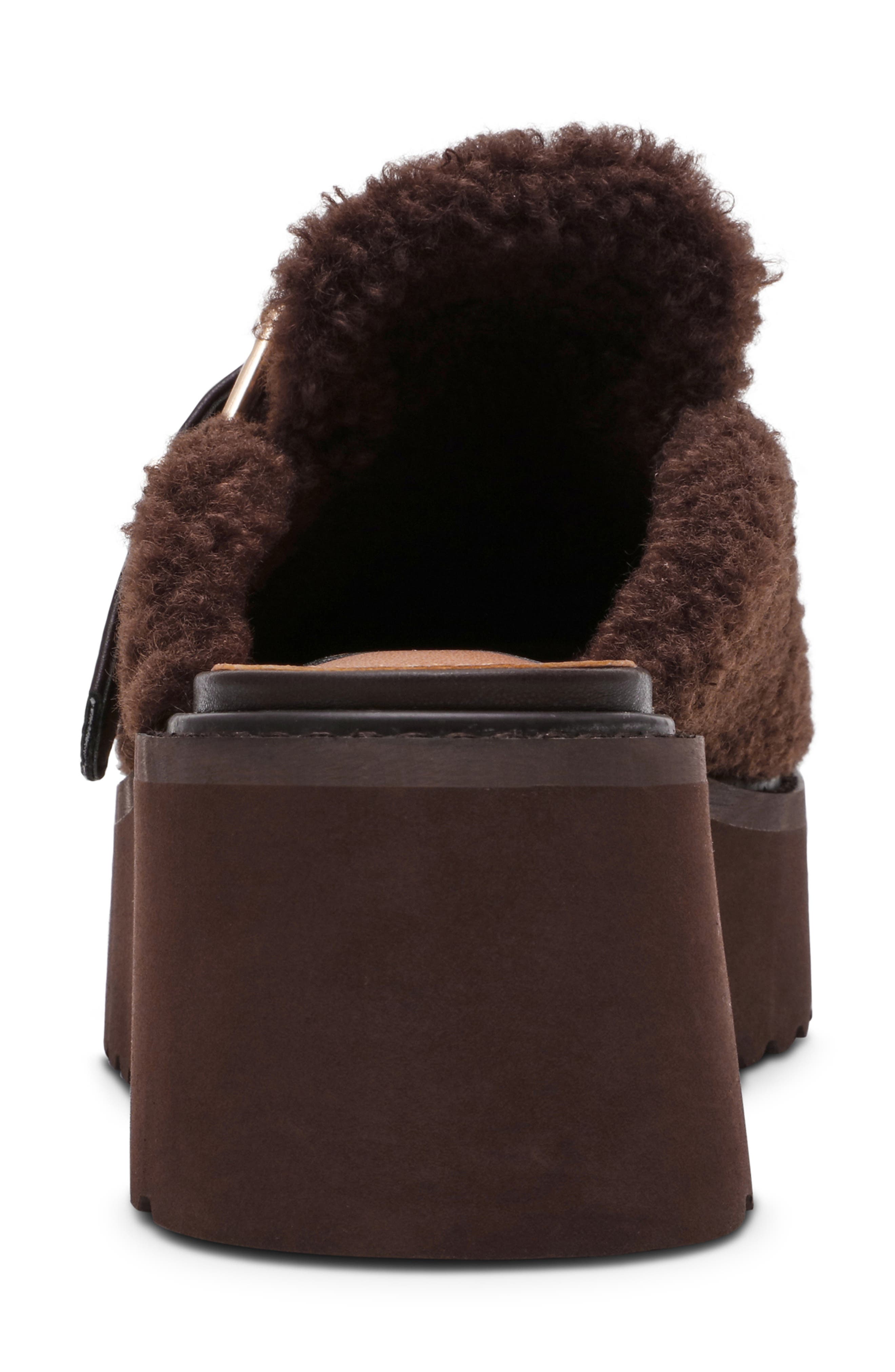 DV by Dolce Vita Cozy Faux Shearling Platform Clog, Alternate, color, Brown
