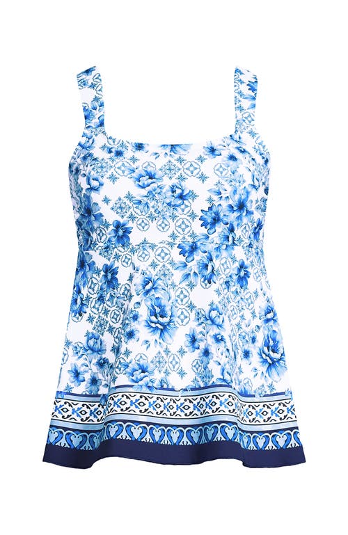 LANDS' END LANDS' END ADJUSTABLE SCOOP NECK FLUTTER TANKINI TOP