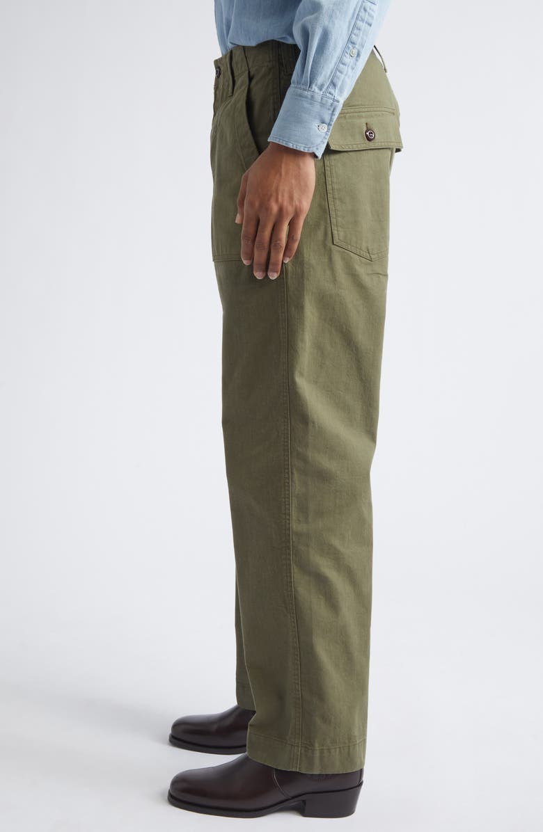 Drake's Cotton Twill Fatigue Trousers, Alternate, color, Khaki