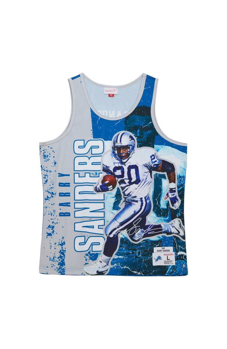 Mitchell & Ness Men's Mitchell & Ness Barry Sanders Blue Detroit Lions 1991 Player Burst Tank Top, Alternate, color, Blue
