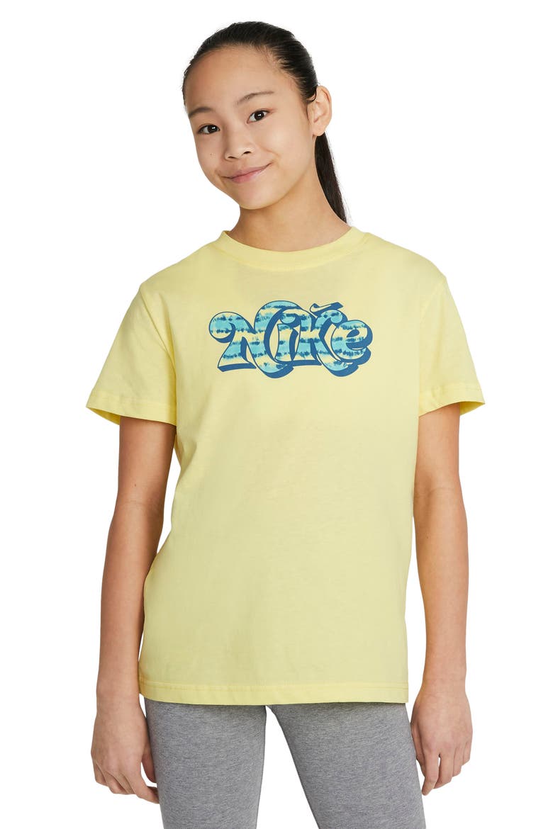 Sportswear Kids' Essential Tie Dye Logo Graphic Tee, Main, color, LT ZITRON