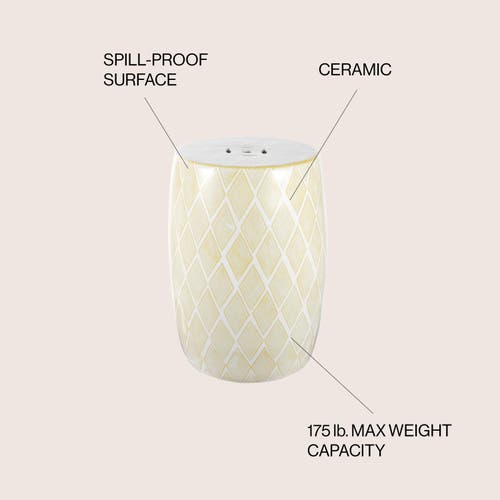 Jonathan Y Moroccan Diamonds 18" Ceramic Drum Garden Stool In Yellow