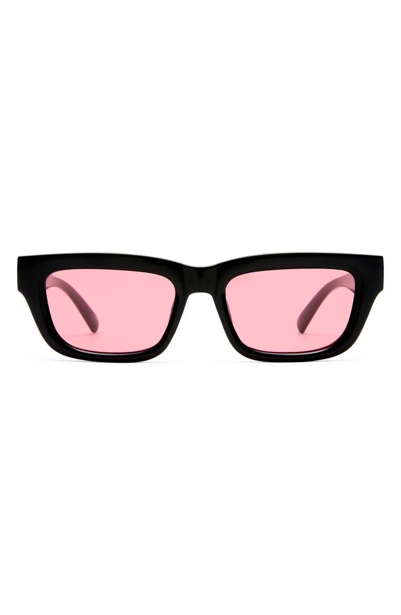 Le Specs Le Castle 54mm D-Frame Sunglasses, Main, color, Black / Crimson Tint