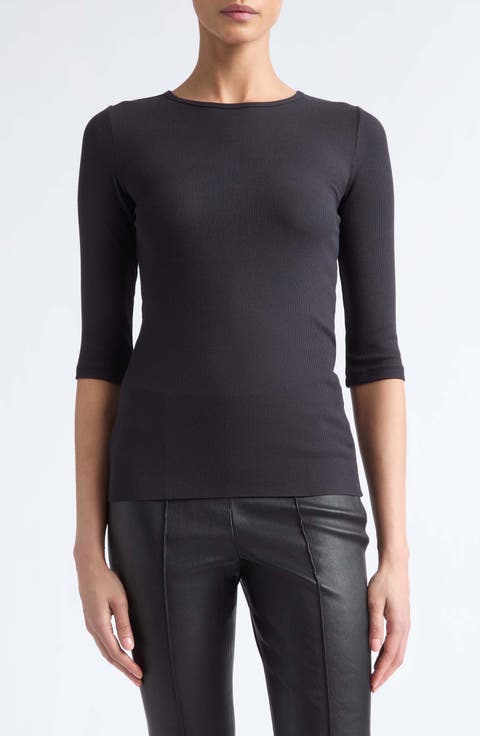 Elbow Sleeve Crewneck Top