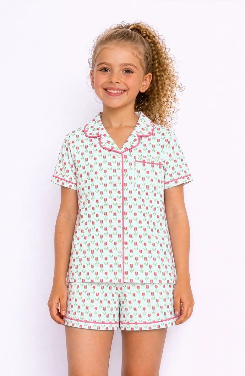Preppy Goose Tulip Print Short Sleeve Jersey PJ, Alternate, color, White Multi