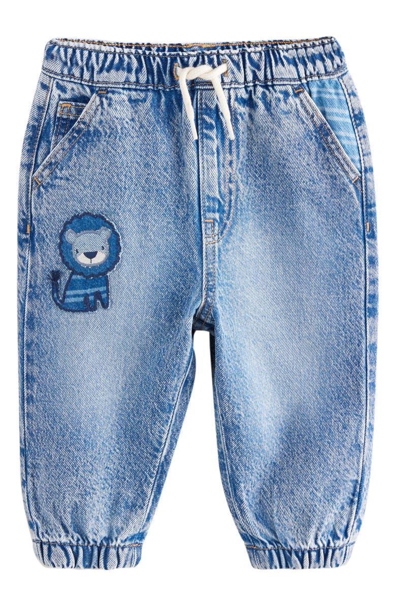 NEXT Kids' Laser Stripe Lion Jeans, Main, color, Blue