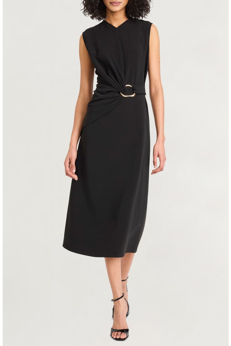 Sleeveless Ruched Midi Dress, Main, color, METEORITE